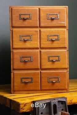 drawer cabinet file stackable oak library antique wood card catalog