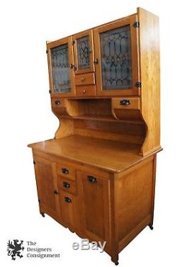 Antique Oak Wilson Kitchen Cabinet Stepback Cupboard Hoosier Flour Bin