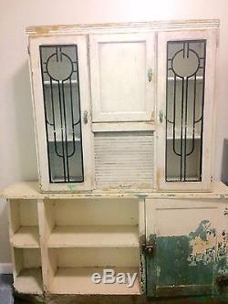 Antique Vintage Hoosier Art Deco Kitchen Cabinet 2 Piece ...