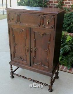 cabinet oak tall drawers antique jacobean barley twist chest english