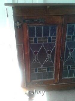 0616A Arts & Crafts Bookcase with Stained Glass Doors