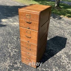 1 Vintage Oak Filing Cabinet / 4 Drawer / Files / Repaired / Flaws