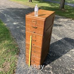 1 Vintage Oak Filing Cabinet / 4 Drawer / Files / Repaired / Flaws