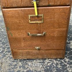 1 Vintage Oak Filing Cabinet / 4 Drawer / Files / Repaired / Flaws