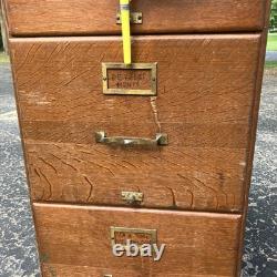 1 Vintage Oak Filing Cabinet / 4 Drawer / Files / Repaired / Flaws
