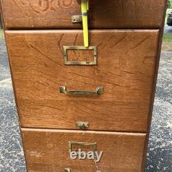 1 Vintage Oak Filing Cabinet / 4 Drawer / Files / Repaired / Flaws