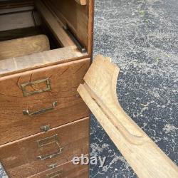 1 Vintage Oak Filing Cabinet / 4 Drawer / Files / Repaired / Flaws