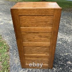 1 Vintage Oak Filing Cabinet / 4 Drawer / Files / Repaired / Flaws