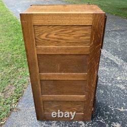 1 Vintage Oak Filing Cabinet / 4 Drawer / Files / Repaired / Flaws