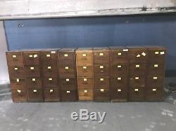 10 Antique Tiger Oak Library Bureau Sole Makers 4 Drawer Filing Cabinets