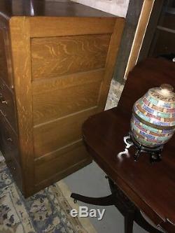 10 Antique Tiger Oak Library Bureau Sole Makers 4 Drawer Filing Cabinets