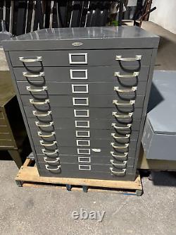 11 DR Flat Blue Print File Cabinet by Cole- Steel in Gray Metal Finish