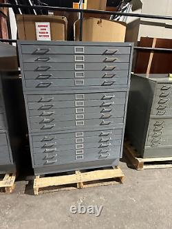 15 DR Flat Blue Print File Cabinet With Base in Gray Metal by Safco