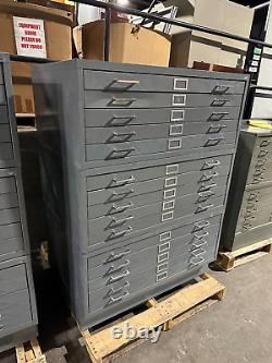 15 DR Flat Blue Print File Cabinet With Base in Gray Metal by Safco