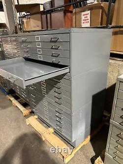 15 DR Flat Blue Print File Cabinet With Base in Gray Metal by Safco