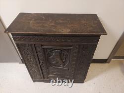 17th Century Charles II English Oak Carved Cabinet Dated 1653