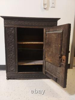 17th Century Charles II English Oak Carved Cabinet Dated 1653
