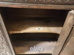 17th Century Charles II English Oak Carved Cabinet Dated 1653