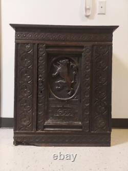 17th Century Charles II English Oak Carved Cabinet Dated 1653