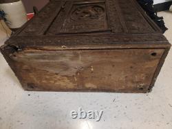 17th Century Charles II English Oak Carved Cabinet Dated 1653