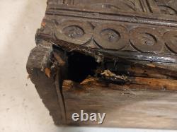 17th Century Charles II English Oak Carved Cabinet Dated 1653