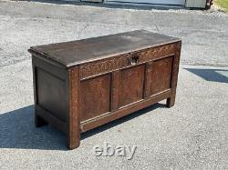 17th century carved oak coffer primitive blanket chest 1600s antique Jacobean