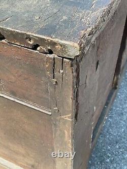 17th century carved oak coffer primitive blanket chest 1600s antique Jacobean