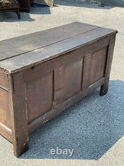 17th century carved oak coffer primitive blanket chest 1600s antique Jacobean