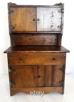 18 TALL SALESMAN SAMPLE MINIATURE Wood HOOSIER CABINET Antique Vintage RARE