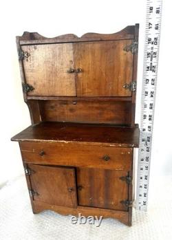 18 TALL SALESMAN SAMPLE MINIATURE Wood HOOSIER CABINET Antique Vintage RARE
