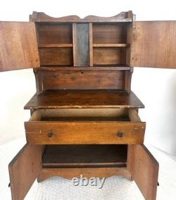 18 TALL SALESMAN SAMPLE MINIATURE Wood HOOSIER CABINET Antique Vintage RARE