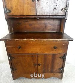 18 TALL SALESMAN SAMPLE MINIATURE Wood HOOSIER CABINET Antique Vintage RARE