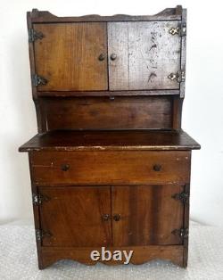 18 TALL SALESMAN SAMPLE MINIATURE Wood HOOSIER CABINET Antique Vintage RARE