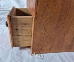 1800's Antique Rare Birdseye Maple One Drawer Wall Hanging Fireplace Match Safe
