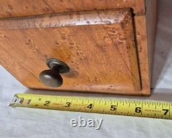 1800's Antique Rare Birdseye Maple One Drawer Wall Hanging Fireplace Match Safe