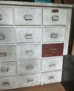 1800's Apothecary Drug Store 30 Drawer Wooden Cabinet Cupboard Slatebelt Pa