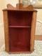 1800s Antique Primitive Countertop Wall Hung Corner Cabinet Painted Red Inside
