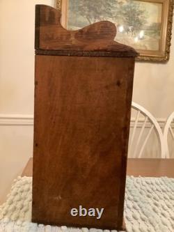 1800s Antique Primitive Countertop Wall Hung Corner Cabinet Painted Red Inside