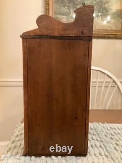1800s Antique Primitive Countertop Wall Hung Corner Cabinet Painted Red Inside