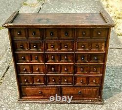 1800s Antique Solid Oak Multi Drawer Apothecary Hardware Store Parts Cabinet