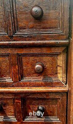 1800s Antique Solid Oak Multi Drawer Apothecary Hardware Store Parts Cabinet