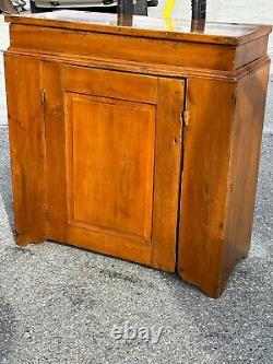 1800s Pennsylvania Primitive Cupboard 1 Door Lift LID Milk Cupboard Bracket Ft