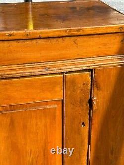 1800s Pennsylvania Primitive Cupboard 1 Door Lift LID Milk Cupboard Bracket Ft