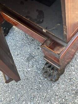 1800s paw foot mahogany inlaid bar cabinet sideboard needs tlc 46x22x23 empire