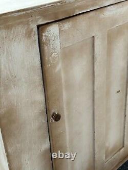 1850s milk cupboard jelly cabinet primitive dovetailed turned feet 46x41 1 door