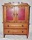 1880s Chestnut 2 Door 2 Drawer Orig Red Paint Salesman's Sample Cabinet 10.75 H