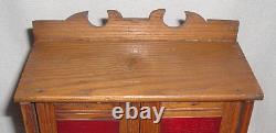 1880s Chestnut 2 Door 2 Drawer Orig RED Paint SALESMAN'S SAMPLE CABINET 10.75 H