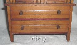 1880s Chestnut 2 Door 2 Drawer Orig RED Paint SALESMAN'S SAMPLE CABINET 10.75 H