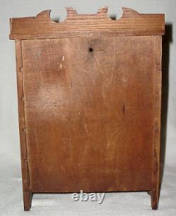 1880s Chestnut 2 Door 2 Drawer Orig RED Paint SALESMAN'S SAMPLE CABINET 10.75 H