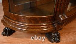 1890 Antique R. J Horner American Empire Tiger Oak carved Griffin China Cabinet